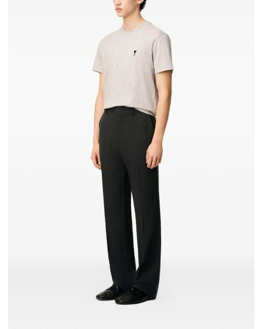 AMI Black Wool Straight-Leg Trousers for men