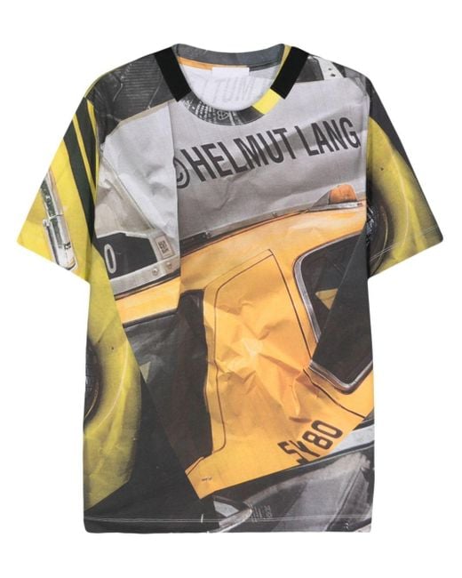 T-shirt en coton à imprimé voiture Helmut Lang en coloris Gray