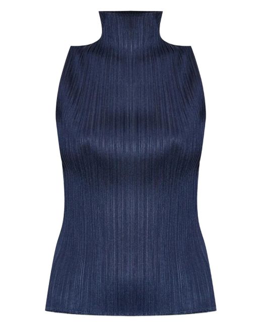 Pleats Please Issey Miyake Blue Pleated Top