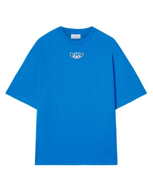 Off-White c/o Virgil Abloh Blue Arrow Bandana-embroidered Cotton T-shirt for men
