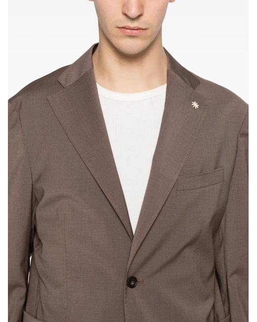 Manuel Ritz Brown Nuvola Notch-Lapel Jacket for men