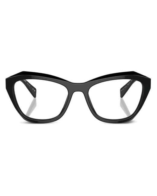 Prada Black Logo-Engraved Geometric-Frame Glasses