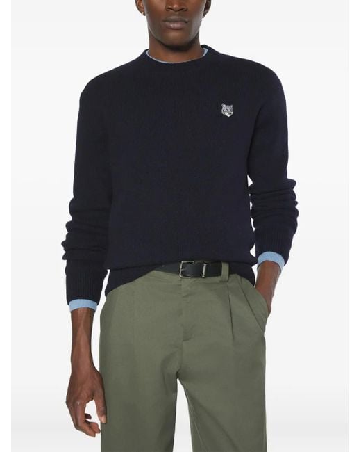 Maison Kitsuné Black Wool Sweater for men