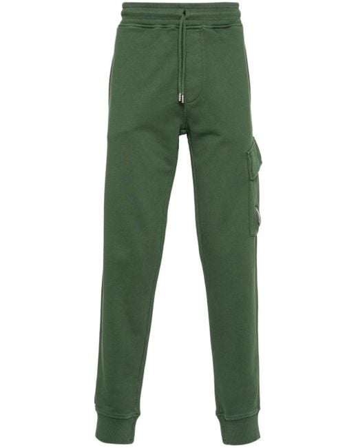 C P Company Green Lens-detail Cotton Track Pants for men