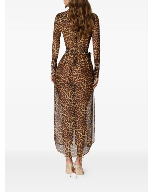 Maison Close Natural Leopard-Print Maxi Dress