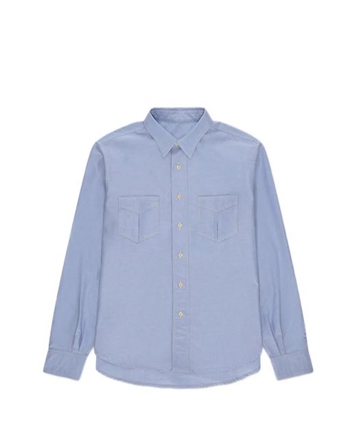Fortela Blue Osumi Patch-Pocket Oxford Shirt for men