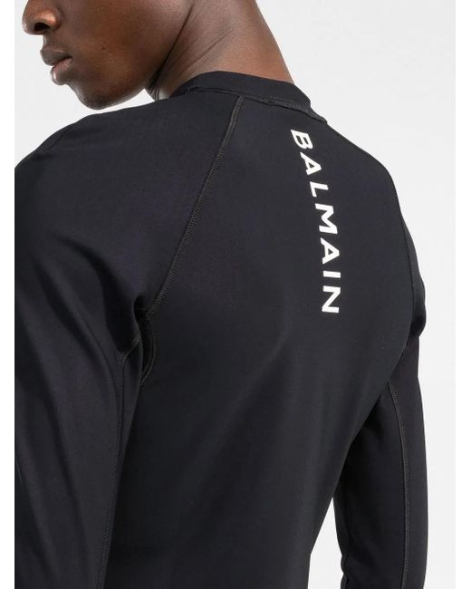 T-Shirt A Maniche Lunghe di Balmain in Blue da Uomo