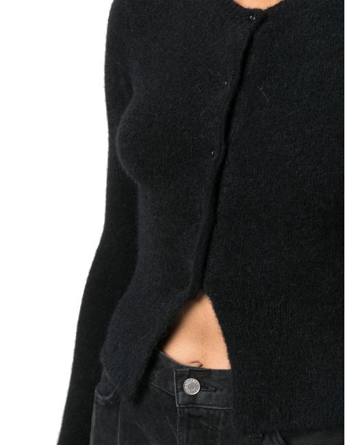 Patou Black Button-Fastening Knitted Cardigan