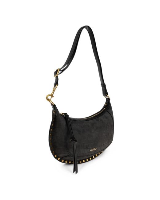 Isabel Marant Black Oskan Moon Stud-Embellished Shoulder Bag