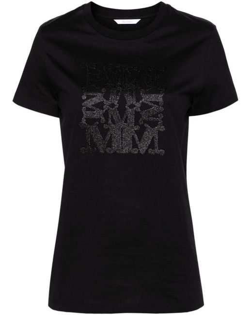Camiseta con logo bordado Max Mara de color Black