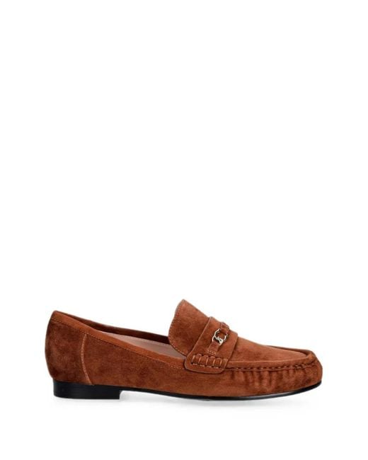 Coccinelle Brown Logo-Plaque Suede Loafers