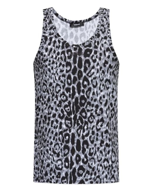 Versace Gray Leopard-Print Top for men