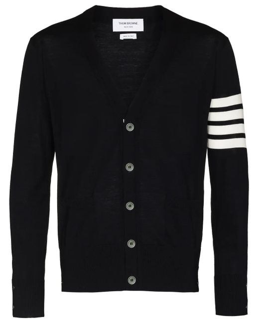 Thom Browne Gray Cardigan Con Intarsio 4Bar for men