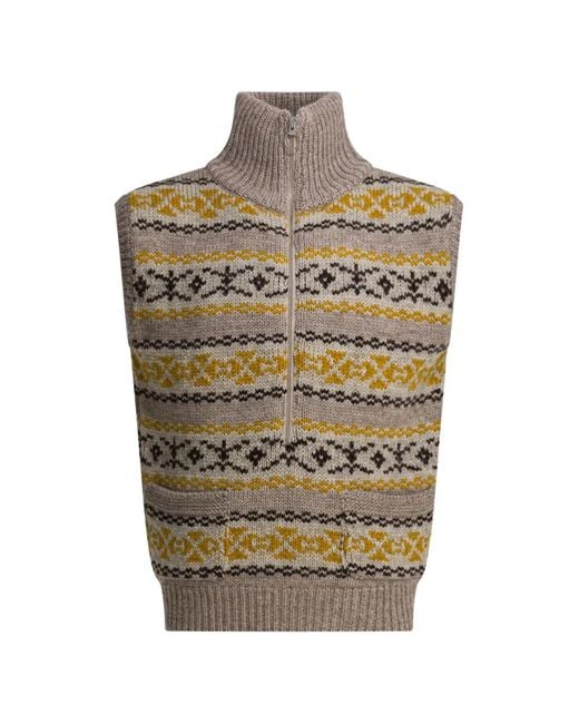 Kapital Gray Quarter-Zip Sleeveless Sweater Vest for men
