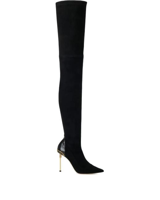 Elisabetta Franchi Black Tapered Toel Leather Boots