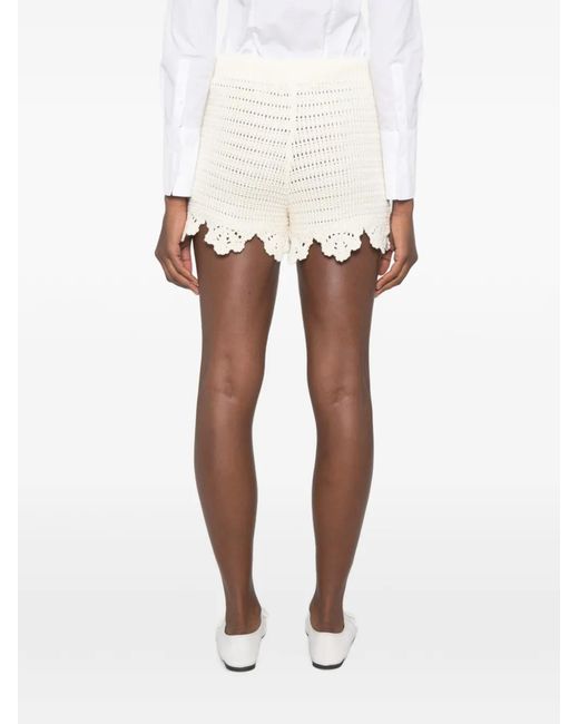 Chloé White Cotton Knit Shorts