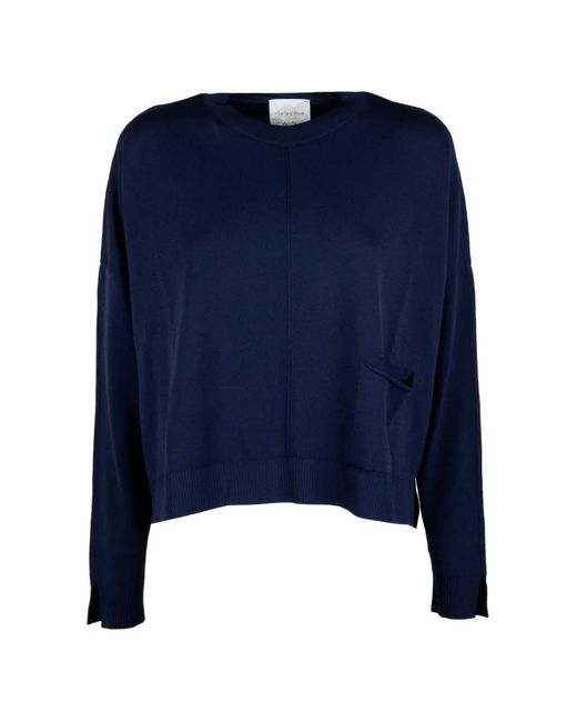 Cinque Blue Seam-Detail Pocket-Detail Sweater