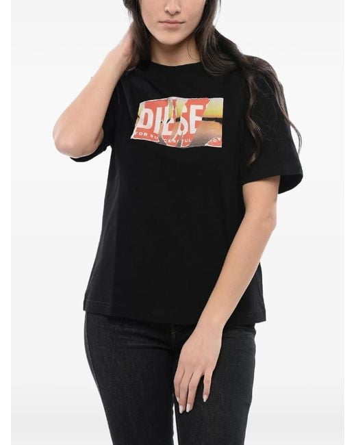 DIESEL Black Logo-Print Cotton T-Shirt