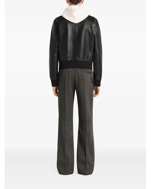 メンズ Courreges ジップアップ レザージャケット Black