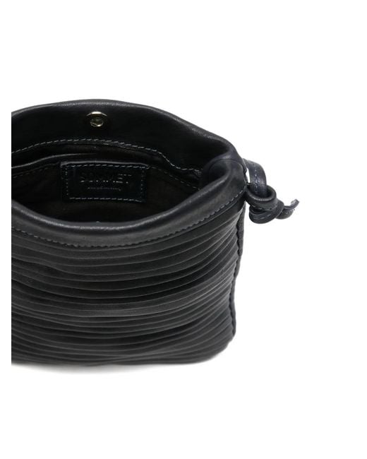 SOMMET Black Pleated Palomarow Satchel Crossbody Bag