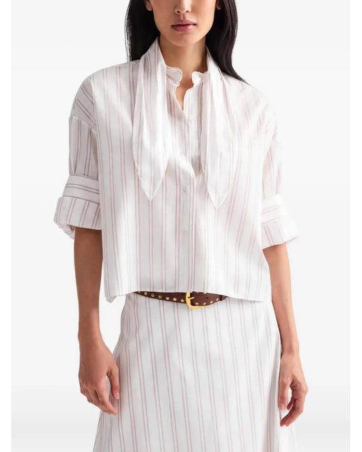 Twp White Striped Tie Shirt