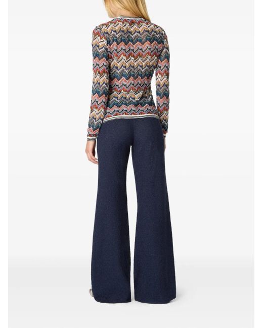 Missoni Blue Zigzag Pattern Flared Trousers