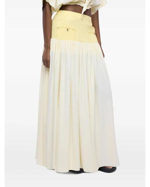 Rabanne White Crêpe De Chine Panelled Maxi Skirt