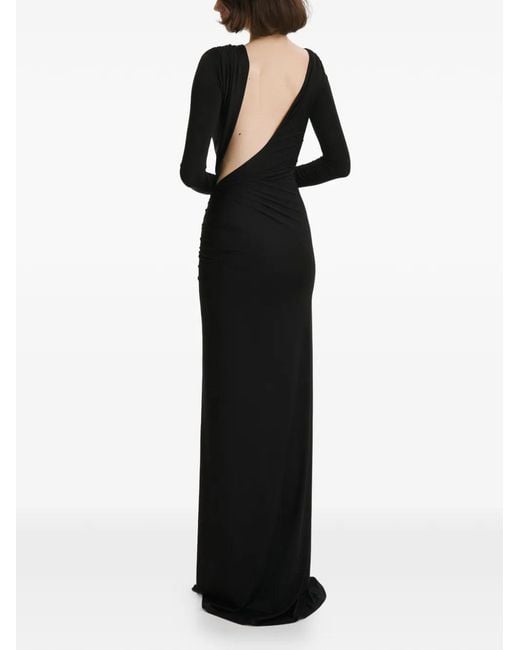 2310 STUDIO Black Draped Split Maxi Dress