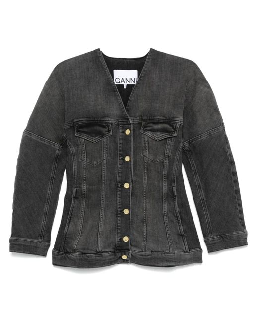 Chaqueta Vaquera Con Efecto Lavado Ganni de color Black