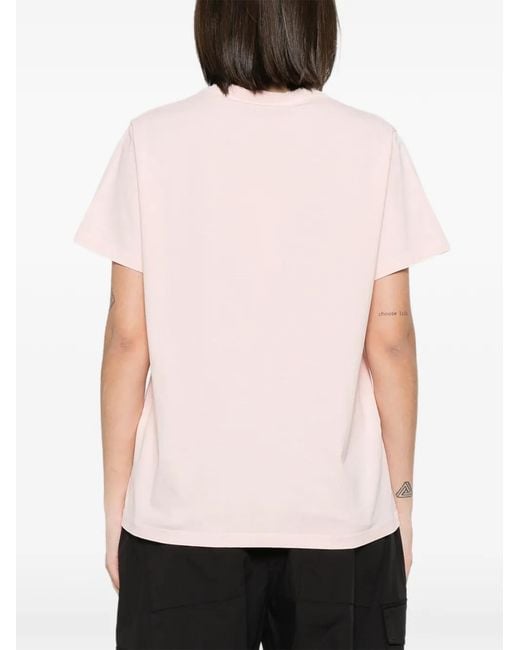 Ganni Pink Floral-Print Round-Neck Recycled Cotton Organic Cotton T-Shirt