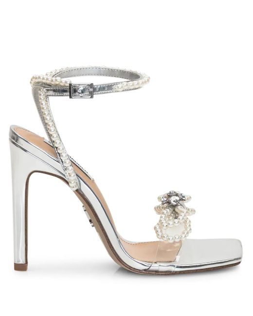 Steve Madden White Faux-Pearl Embellishment Sandals