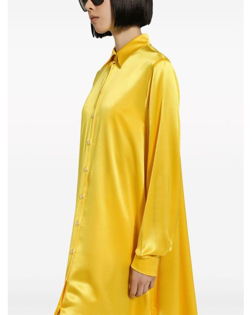 Robe en soie à coupe longue Dolce & Gabbana en coloris Yellow