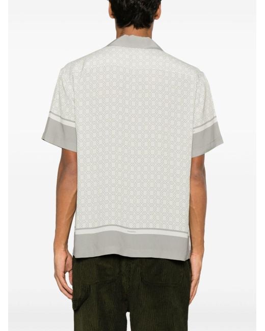 Sandro Gray Geometric-print Short-sleeve Shirt for men