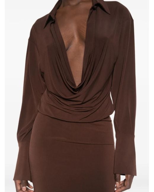 ANDAMANE Brown Lilia Long-Sleeve Maxi Dress