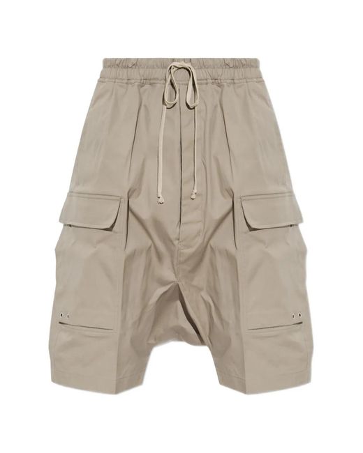 Rick Owens Natural Cargo Drop-Crotch Shorts for men