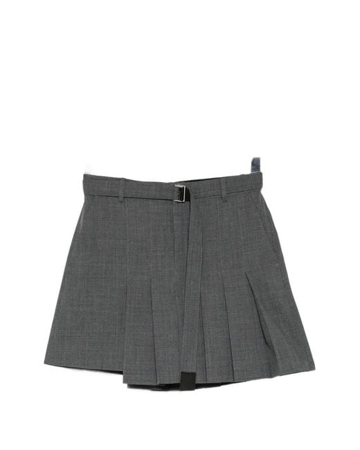 Sacai Gray Pleated Suiting Shorts