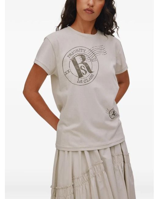Rabens Saloner White Logo-Print Crew-Neck T-Shirt