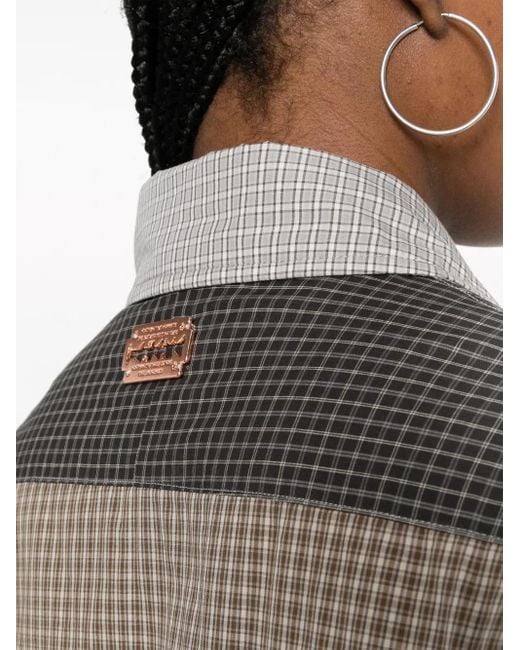 Camicia A Quadri Con Design Color-Block di Tanaka in Gray