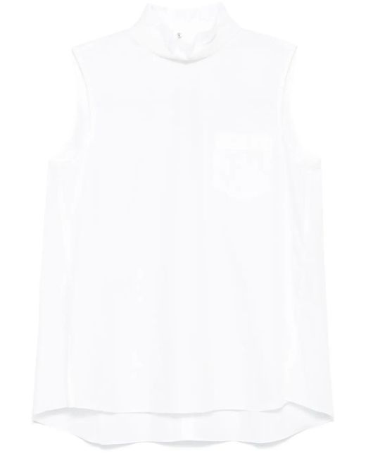 Sacai White Rear-Button Mock-Neck Blouse