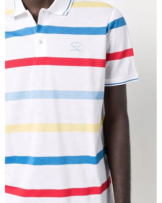 Paul & Shark Blue Striped Short-Sleeve Polo Shirt for men