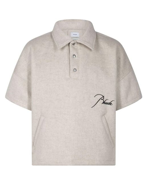 Rhude Gray F1 Wool "creme" Polo Shirt for men
