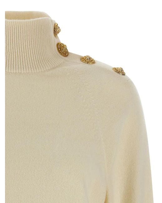 Balmain White High-Neck Button Mini Dress