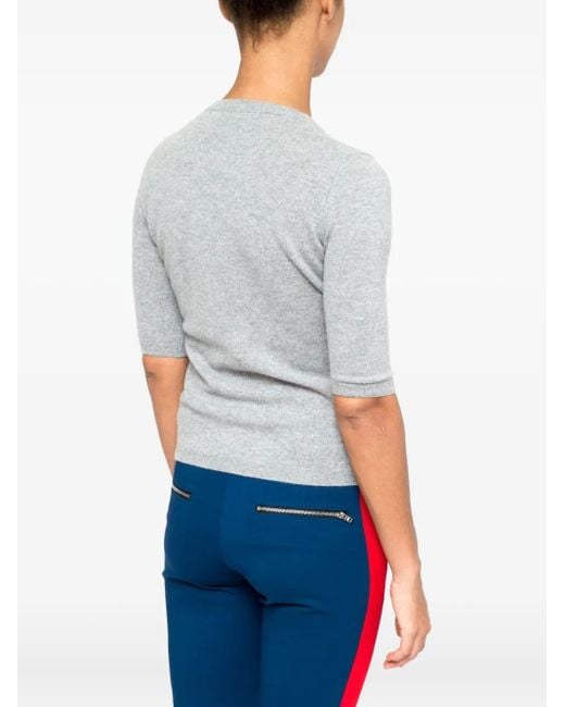 LA ROSE Gray Round-Neck Short-Sleeve Sweater