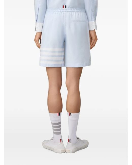Thom Browne Blue Oxford 4-Bar Rugby Shorts for men