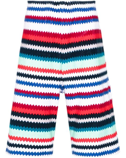 Missoni Red Zigzag-pattern Track Shorts for men