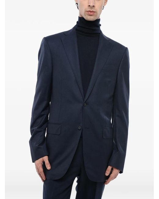 Corneliani Blue Single-Breasted Wool Blazer for men