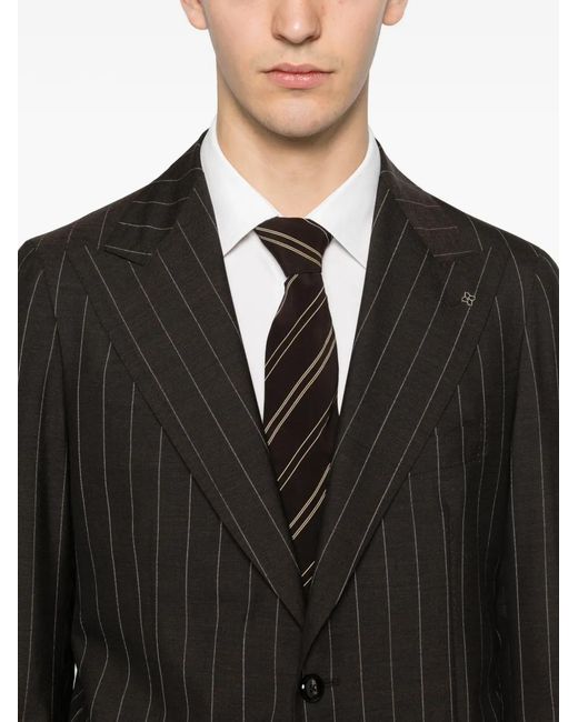 Tagliatore Black Pinstripe-Pattern Suit for men