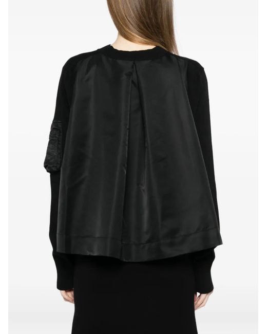 Sacai Black Nylon-Patch Jumper