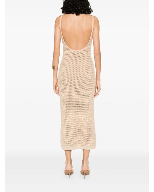 Elie Saab Floral-appliqué Mesh Dress Natural