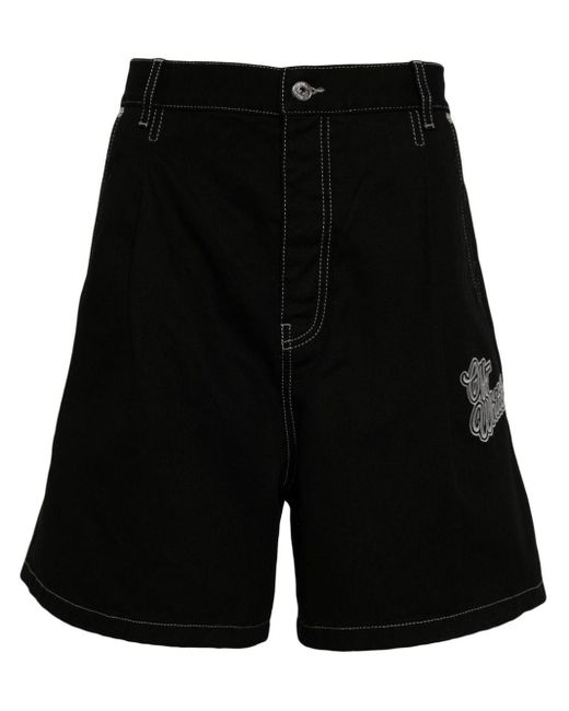Off-White c/o Virgil Abloh Logo-appliqué Denim Shorts in het Black voor heren